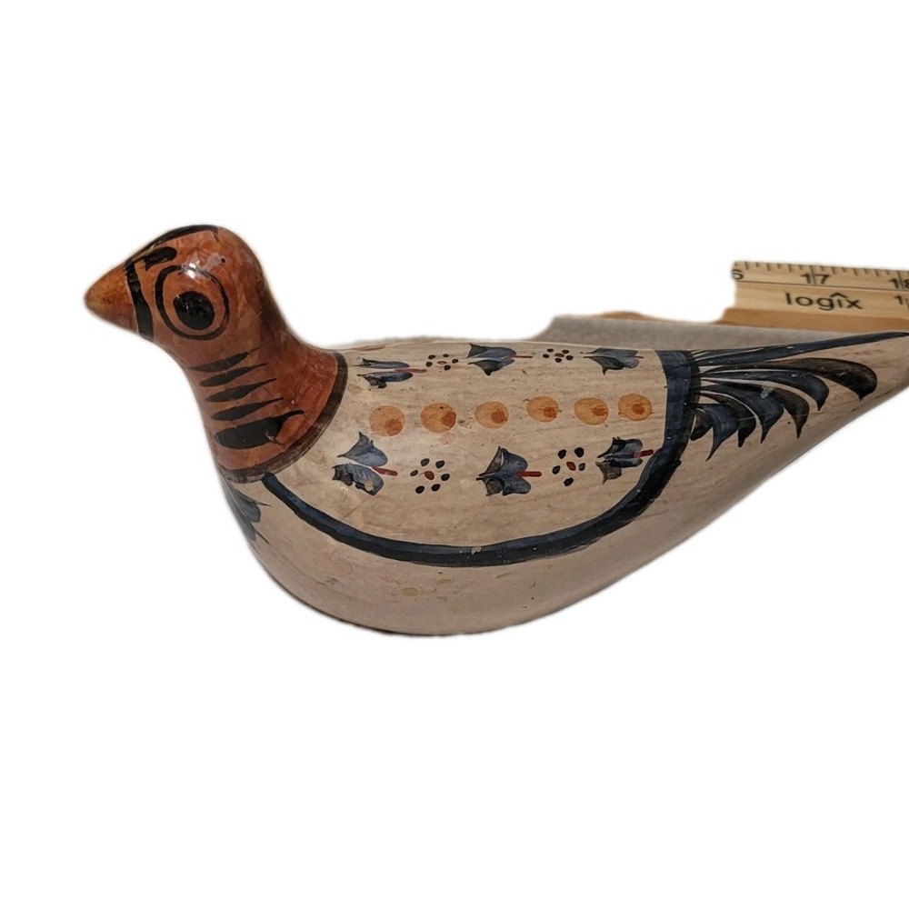 Tonala Pottery Bird Figurine Hand Painted Vintage Mexico Folk Art Ceramic Bird - Picture 2 of 7